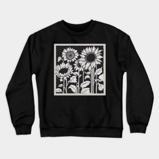 Black and White Sunflowers Crewneck Sweatshirt